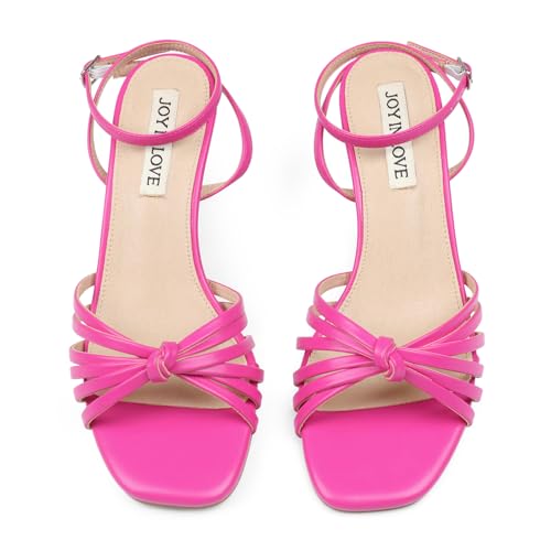 Image of JOY IN LOVE Women's Kitten Low Strappy Heels Ankle Strap Heeled Sandals