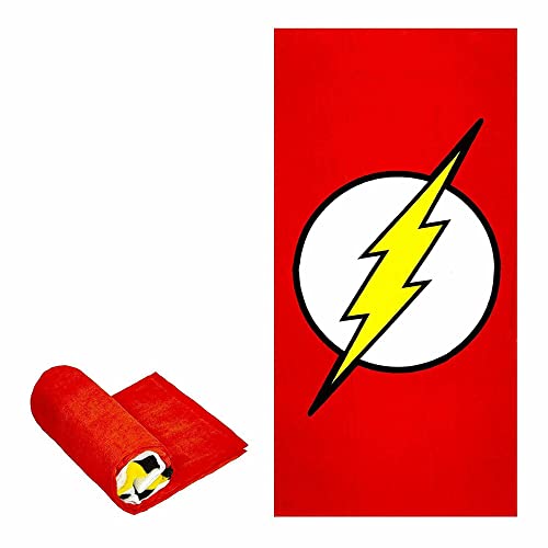 Kids Dc Cotton Beach Towel The Flash Logo 60 X 30 Inches Red Graphic Print Rectangle Single Piece, Medium #TOP1
