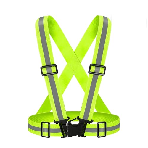 Chalecos Reflectantes Seguridad Alta Visibilidad Elástica Chaleco Reflectante Ajustable Reflector Chaleco para Correr Ciclismo Senderismo Correr Motocicleta para Adultos y jóvenes Fluorescente