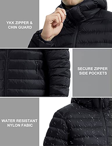 Lesmart Men Down Jacket Hooded Lightweight Packable Puffer Jacket Water-Resistent Down Jacket Black 3Xl #TOP4