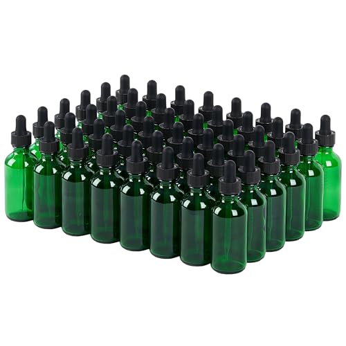 48 pcs 2oz Glass Dropper Bottle Set, Green, Leakproof