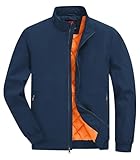 BGOWATU Men's Jacket Insulated Fall Winter jacket Zip Up Windproof Quilted Bomber Jackets Casual Warm Padded Coats Navy L