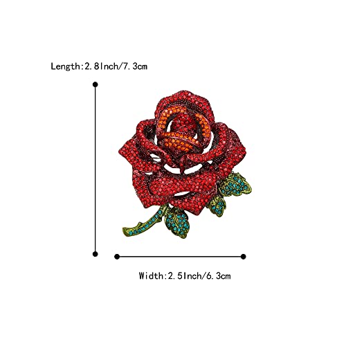 Image of BriLove Women's Austrian Crystal Rhinestones Rose Flower Brooch Pin for Party Prom