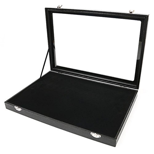 Golden lank 1 anneau vitrine organiseur Verre Top Bijoux Boîte de rangement 100 Slots Cover