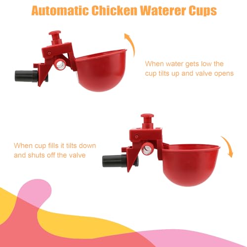 Wontee Chicken Waterer Cups 10PCS Automatic Poultry Water Feeder for Chicks Turkeys Ducks Goose Quail - Thumbnail 3