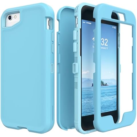 ACKETBOX for iPhone SE Case2022/2020/3rd/2rd,iPhone 8/7 case,Shockproof Bumper Protective Phone Cover,with Non-Slip Duty Full Body Phone Case 4.7"(Light Blue) Cover