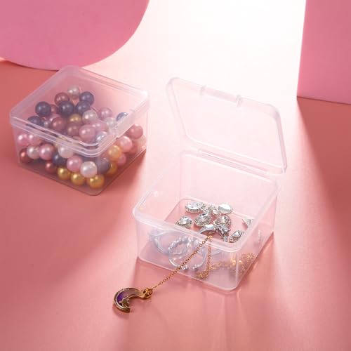 Image of Jetec 30 Pieces Mini Plastic Clear Beads Storage Containers Box for Collecting Small Items, Beads, Jewelry, Business Cards, Game Pieces, Crafts (2.5 x 2.5 x 1.6 Inch)