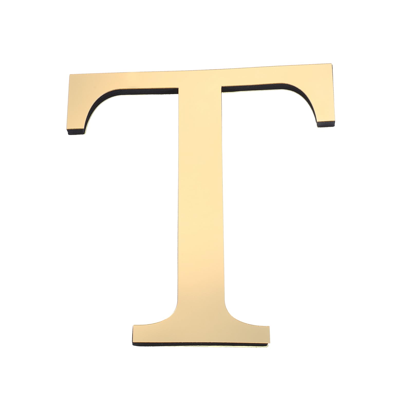 PATIKIL 7.87 Inch 3D Acrylic Alphabet Mirror Wall Stickers Letter t Self-Adhesive Home Decor Letter Sign Art Sticker Decal for DIY Home Decoration Light Gold