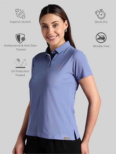Image of STELLERS Women's Premium Polo T-Shirt, Regular Fit | Odour Resistant | Wrinkle Free | Quick Dry | Stretchable | Lightweight | Breathable | Sustainable | Anti-Static | Feather Touch Feel