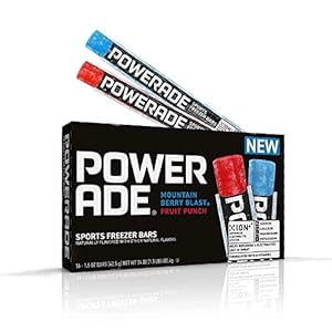 Image of POWERADE Sports Freezer Bars, 1.5 oz – Refreshing Ice Pops with Electrolytes B Vitamins – Naturally Flavored with other Natural Flavors, Mountain Berry Blast and Fruit Punch, 1.5 Ounce (Pa...