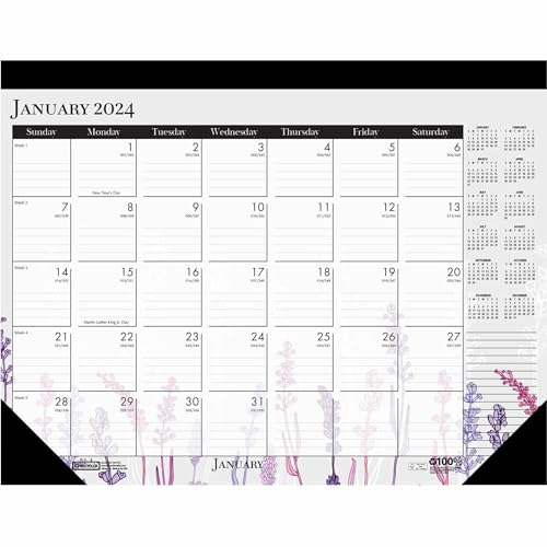 Calendrier mensuel 2022 fleurs sauvages sous-main bureau 55,9x43,2cm