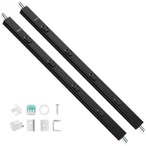 SURAIELEC 2-Pack Under Cabinet Hardwired Power Strip, 24-Inch, 3 TR Outlets with USB-A & USB-C, Adjustable Plug Molding Under Cabinet, Pre-Wired forKitchen Cabinets, Workshop, ETL Listed, Black