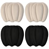 Ryetvok 4 Pairs Shoe Tongue Pads Fix Loose Shoes, Soft Suede Self-Adhesive Inserts,3-in-1Tongue Pads for Loafers Boots, Black & Apricot for Women Men
