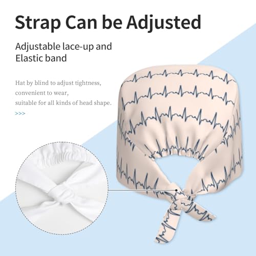 Image of Working Cap Scrub Cap with Sweatband Adjustable Unisex Women Tie Back Hat Nurse Surgical Caps