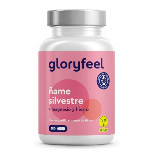Raíz Ñame Silvestre - 180 Cápsulas veganas - Fuerte extracto 312mg, Diosgenina en alto contenido - Wild Yam + Magnesio, Hierro y Sauzgatillo - Probado en laboratorio, sin aditivos