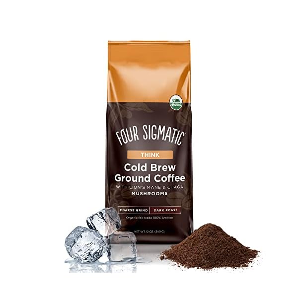 Organic Cold Brew Coffee Grounds by Four Sigmatic Dark Roast, Fair