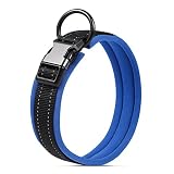 Redriver Dog Collar Large with Metal Buckle Soft Neoprene Padded Breathable Reflective Nylon Dog Col