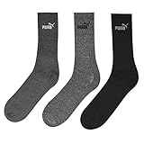 Maschinenwäsche PUMA 3 Paar Herren Socken Struempfe Gerippter Schaft Freizeit Anthrazit/Grau 43-46