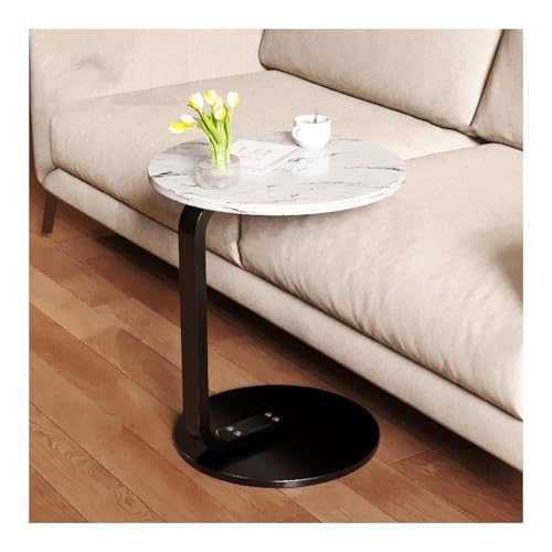 Mesa auxiliar de sofá de mármol blanco y estructura estable de diseño minimalista 2
