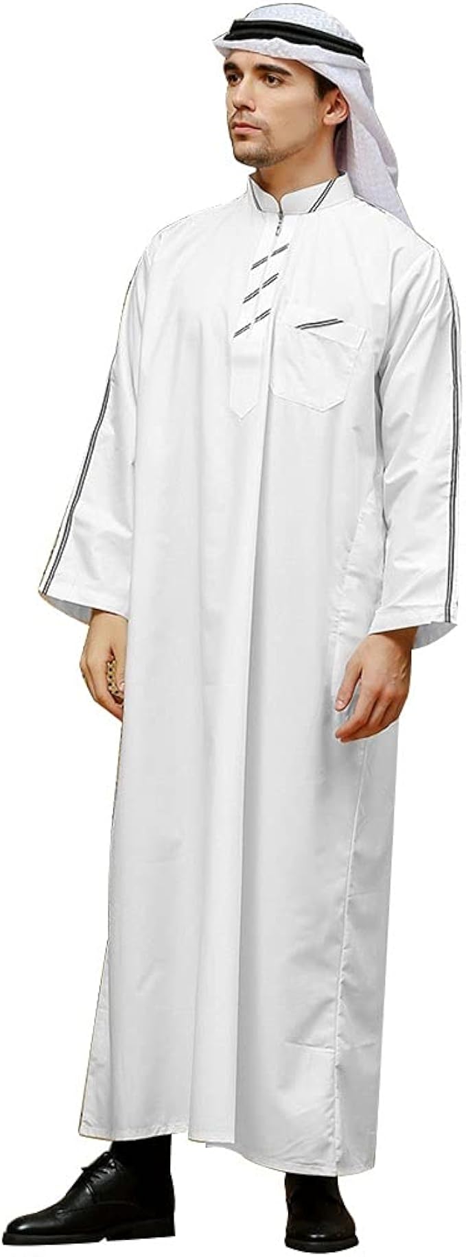 Hombres Kaftan Robe Manga Larga Musulmán Árabe Thobe Bolsillo Lateral Abaya  Vestido Islámico Kaftan Vestidos, Blanco, 54 : Ropa, Zapatos y Joyería -  Amazon.com