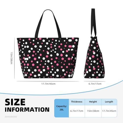 Sac à bandoulière imperméable noir à pois grand format pour la plage - 4