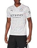 Football Shirt PUMA Herren T-Shirt MCFC Third Replica SS with Sponsor Logo, Whisper White-Peacoat, M, 757095