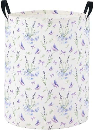 TIBAOLOVER Baby Laundry Basket Baby Nursery Hamper Kids Laundry Basket Toy Storage Bin for Boys Room Decor Gift Baskets for Bedroom Bathroom(Lavender)