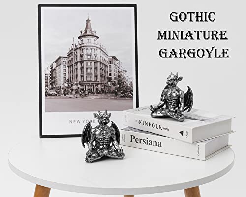 Boihegu Gargoyle Statue Middle Finger, Zen Yoga Gargoyle Statue Gifts, Gothic Miniature Gargoyle Halloween Decoration Keep Away Negative Visitors(Silver) #TOP1