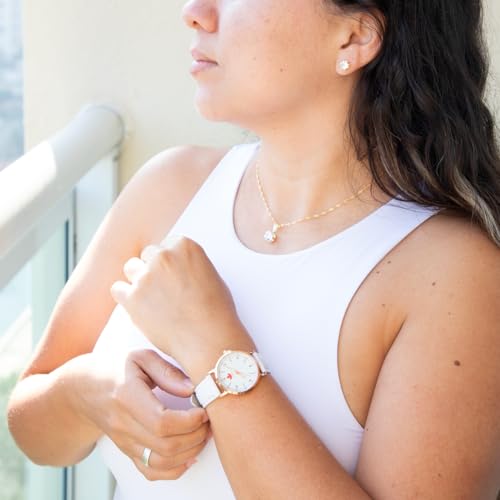 Conjunto Relógio Feminino + Colar e Brincos Pulseira de Couro QUEBEC Lindo