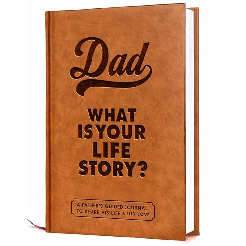 Gifts for Dad from Daughter, Son – Personalized Father’s Day Gifts for dad, Husband – Christmas, Birthday Gift for Dads – Dad Story Book to Fill Out, Dads Guided Journal Life Story Leather Journal