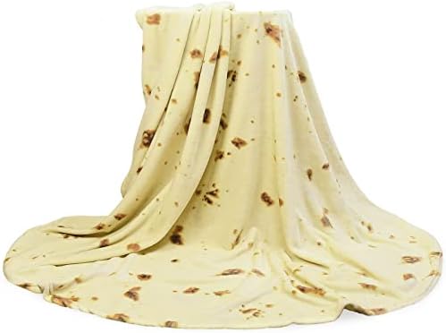 Bold And Brash Burrito Tortilla Blanket, Novelty Food Throw Blanket for Adults Kids, 300GSM Fluzzy Flannel Plush Blanket Double Sided for Bed Couch Travel Picnic Beach, 60 Inch