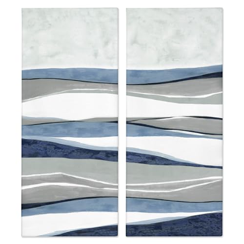 'Abstract Striped Landscape Flowing Waves'| 2pc Canvas Art Set 2