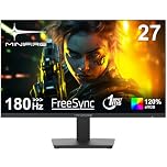 Minifire 27 Inch 180Hz Gaming Monitors, Full HD 1080p Fast IPS Panel, 1ms GtG, 120% sRGB, Adaptive Sync, AI Crosshair, Blacklevel, Game Timer, VESA 100x100mm, HDMI＆DP (MFG27F4)