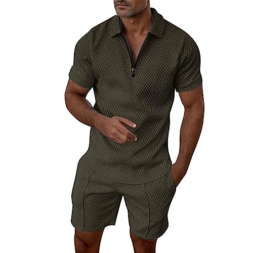 Survêtement homme été jacquard ensemble short et chemise respirante activewear