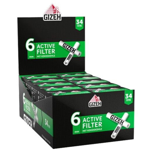 10 x Gizeh Active Filter 6 mm Aktivkohle Box à 34 Stück