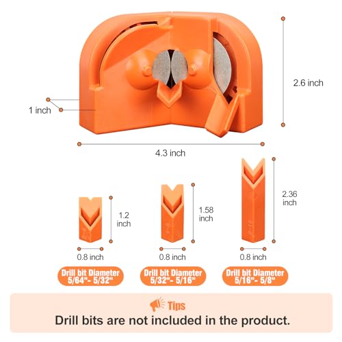 image for Zylorix Drill Bit Sharpener for All Bits(5/64''- 5/8''), Multipurpose 