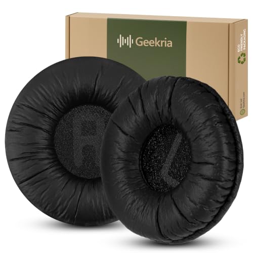 Geekria Leatherette Replacement Ear Pads Compatible with JBL JR300, JR300BT, T450BT, T500BT, Tune 500, Tune 500BT, Tune 510BT, Tune 520BT Headphones, Ear Cushions with Video Guide (Black)