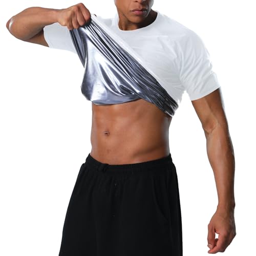 Sauna Shirt for Men Heat Trapping Compression Sweat Suit T-shirt Workout Body Shaper for Gym Short Sleeve Shapewear