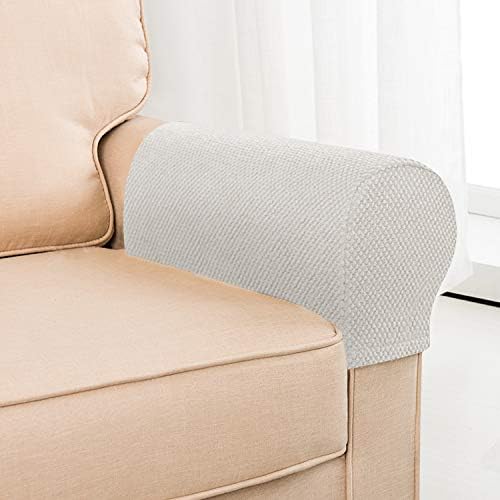 XMNTG Set of 2 Stretch Armrest Covers Corn Fleece Black Armrest Covers Anti-Stain Washable Arm Covers Furniture Protector Arm Covers for Chairs Sofa Recliner Sofa Couch (Black)