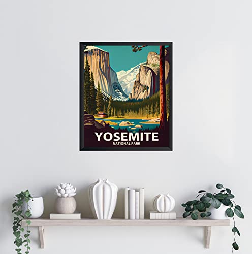 National Park Retro Art Print Poster, Mountain Lake Wall Art Living Room Poster Wall Decor Nature Landscape Picture For Bedroom Office Home (Yosemite, 11X14 Inches (Unframed)) #TOP4