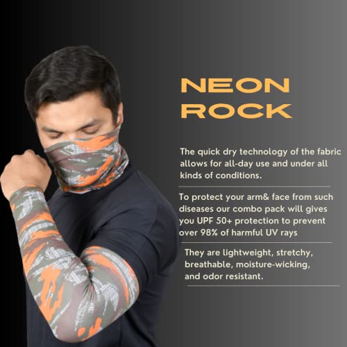 Image of NEON ROCK Winter Pure Cotton Combo Bandan Super Soft, Breathable for Winter Head, Hair & Arm Cover with UV Protection for Headband, Soft Neck Scarf for Biking, Gym, Yoga & Outdoor Use