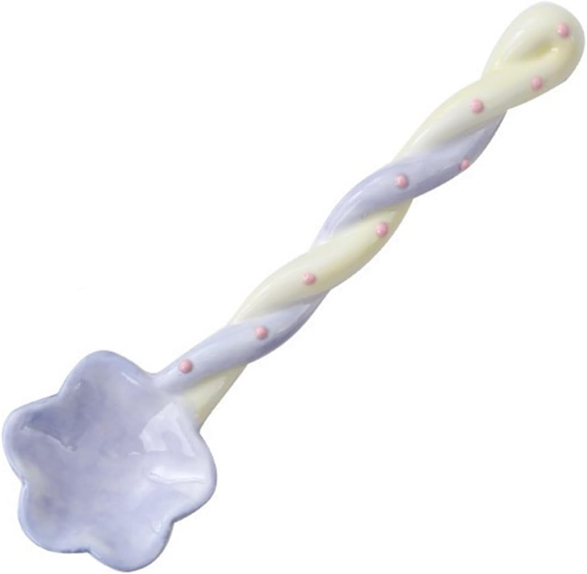 Soup Spoon Cute Ceramic, Flower Shaped Spoons, Coffee Spoon，Dessert, Ice Cream, Tea, Long Handle Dinner(Purple)