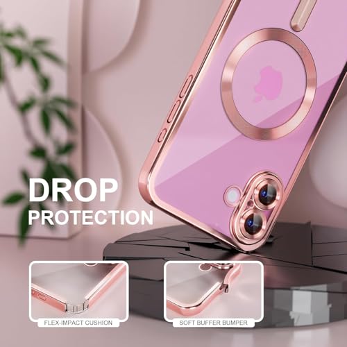 Image of mobistyle Designed for iPhone 16 Plus | Luxury Electroplating Mag-Safe Case | Camera Lens Protection Back Cover Case for iPhone 16 Plus (Meg-Safe Pink)