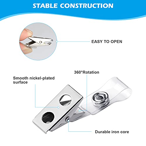 150Pcs Metal Badge Clips With Clear Pvc Straps, Premium Double Hole Metal Badge Clips For Id Cards, Badge Holders, Name Tags Work Badges #TOP3