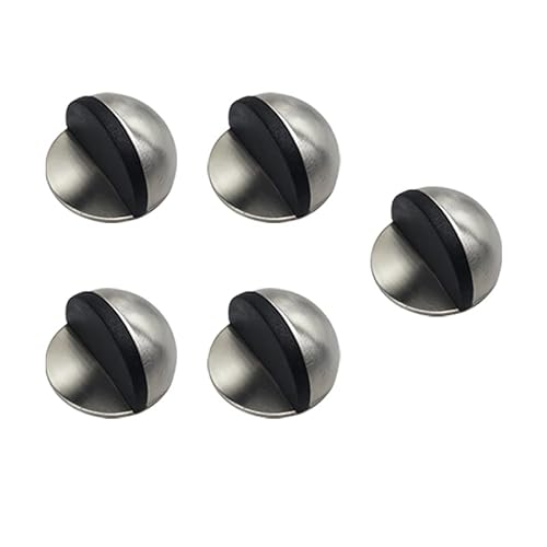 5 Piezas Tope Puertas Suelo, Door Stopper, Tope de Puerta Adhesivo de Acero Inoxidable y Goma para Suelo, Instalación Sin Taladro, Protección Eficiente para Paredes y Muebles, Hogares, Oficinas y Más