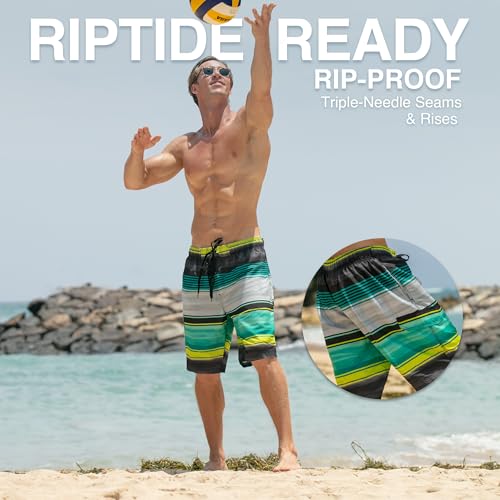 Image of Kanu Surf Men's Big Viper Extended Size Stripe Swim Trunk