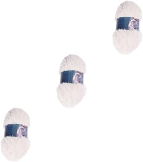 LALAFINA 3piezas Hilo De Poliéster Para Ganchillo Para Manualidades Casa Decoración y Confección De Bufandas y Gorros Color Blanco Por Bola