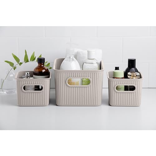 Miniatura 2 de Tatay Cestas Almacenaje Plastico Baobab Set De 3 Cajas Organizadoras Asas Integradas Diseño Compacto Y Versátil Plástico Reciclado Libre De Bpa 18,7x27,8x13,3 Cm, Ecohome