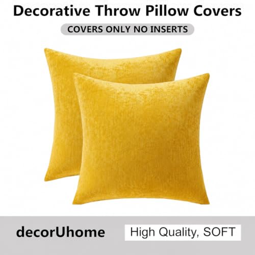 decorUhome Soft Chenille Mineral Yellow Throw Pillow Covers 16X16 Set of 2 by decorUhome - Used condition - Image 9