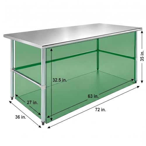 Image of AmGood Stainless Steel Work Table | Metal Utility Table (72 inch Long x 36 inch Deep)